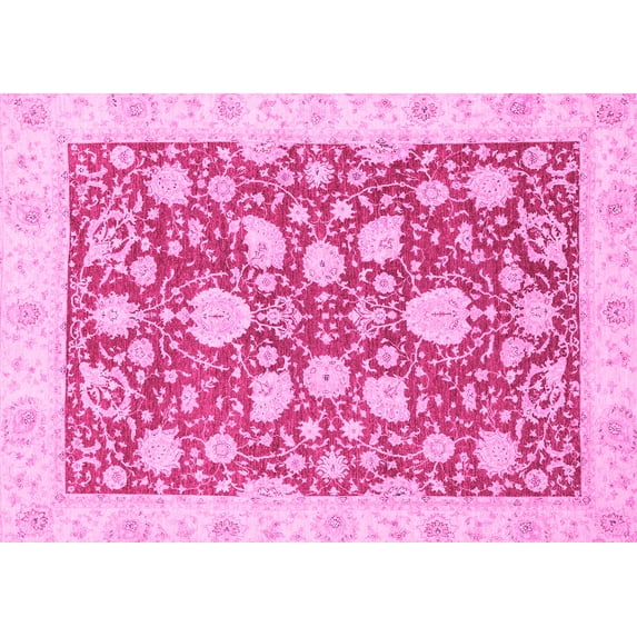 Ahgly Company Indoor Rectangle Oriental Pink Traditional Area Rugs, 5' x 7'
