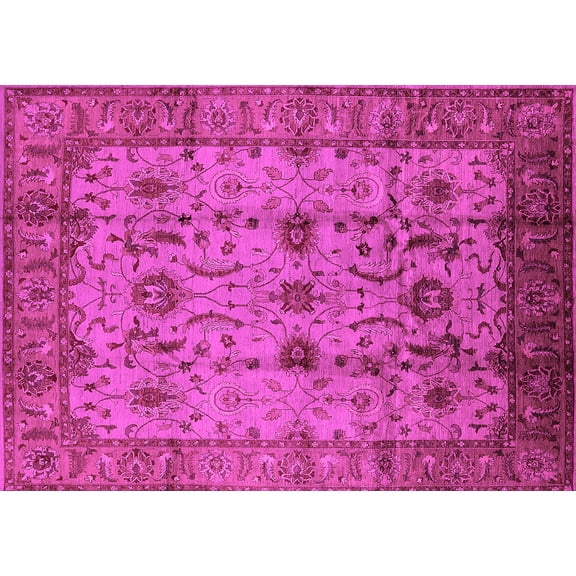 Ahgly Company Indoor Rectangle Oriental Pink Traditional Area Rugs, 7' x 10'