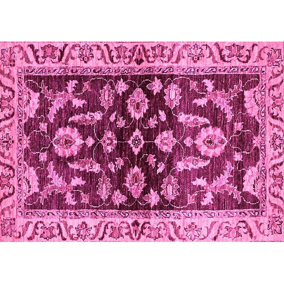 Ahgly Company Indoor Rectangle Oriental Pink Traditional Area Rugs, 7' x 10'