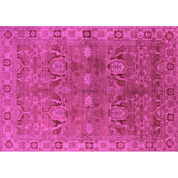 Ahgly Company Indoor Rectangle Oriental Pink Traditional Area Rugs, 7' x 9'