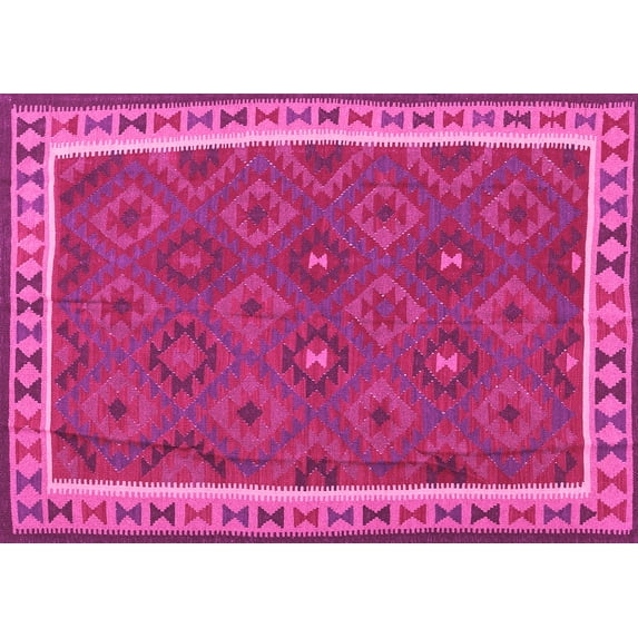 Ahgly Company Indoor Rectangle Oriental Pink Traditional Area Rugs, 8' x 10'