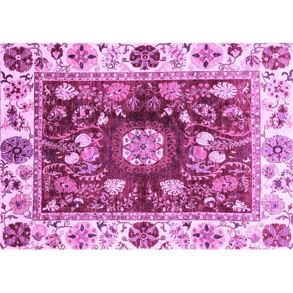 Ahgly Company Indoor Rectangle Oriental Purple Traditional Area Rugs, 2' x 5'