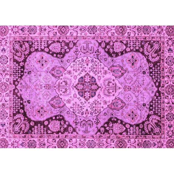 Ahgly Company Indoor Rectangle Oriental Purple Traditional Area Rugs, 7' x 10'