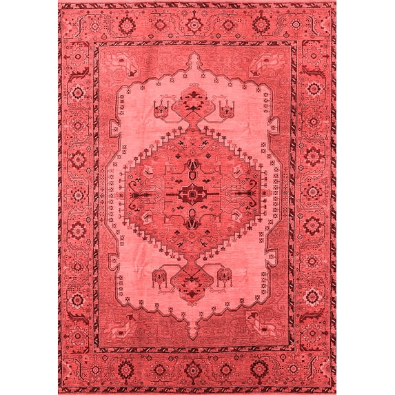 Ahgly Company Indoor Rectangle Oriental Red Industrial Area Rugs, 7' x 9'
