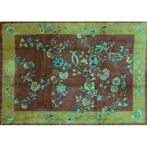 Ahgly Company Indoor Rectangle Oriental Turquoise Blue Asian Inspired Area Rugs, 7' x 10'
