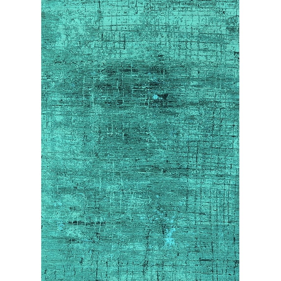 Ahgly Company Indoor Rectangle Oriental Turquoise Blue Industrial Area Rugs, 3' x 5'