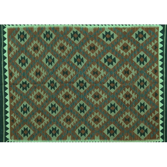 Ahgly Company Indoor Rectangle Oriental Turquoise Blue Traditional Area Rugs, 2' x 3'