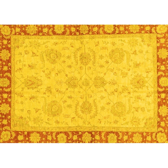 Ahgly Company Indoor Rectangle Oriental Yellow Traditional Area Rugs, 2' x 4'