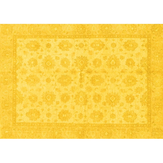 Ahgly Company Indoor Rectangle Oriental Yellow Traditional Area Rugs, 5' x 8'