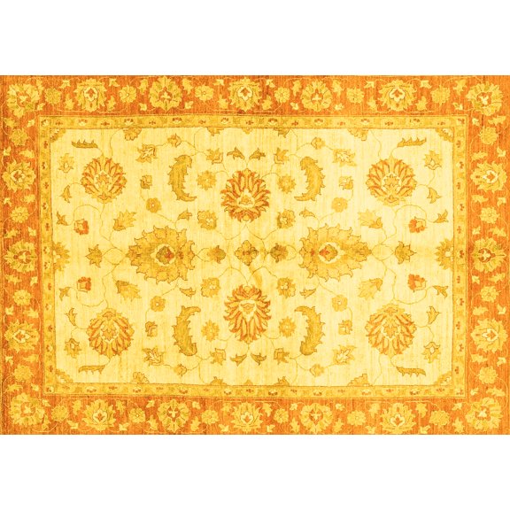Ahgly Company Indoor Rectangle Oriental Yellow Traditional Area Rugs, 7' x 9'