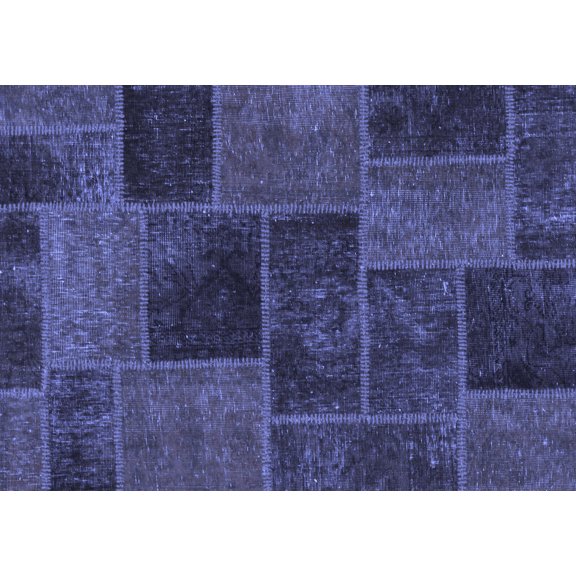 Ahgly Company Indoor Rectangle Patchwork Blue Transitional Area Rugs, 2' x 3'