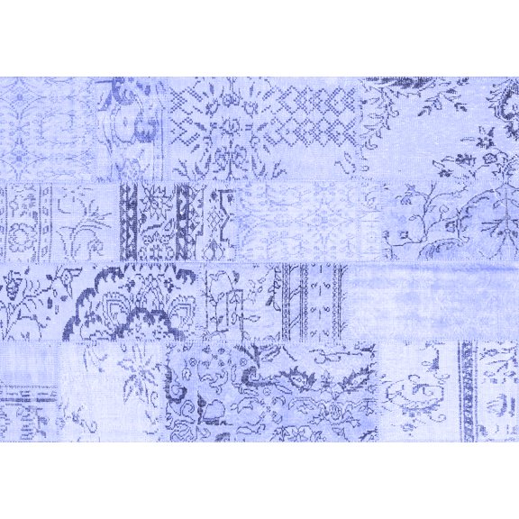 Ahgly Company Indoor Rectangle Patchwork Blue Transitional Area Rugs, 5' x 7'