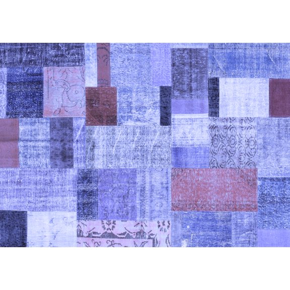 Ahgly Company Indoor Rectangle Patchwork Blue Transitional Area Rugs, 5' x 7'