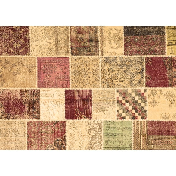 Ahgly Company Indoor Rectangle Patchwork Brown Transitional Area Rugs, 5' x 7'
