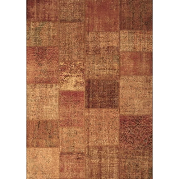 Ahgly Company Indoor Rectangle Patchwork Brown Transitional Area Rugs, 5' x 7'