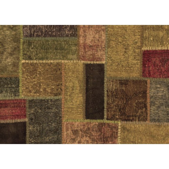 Ahgly Company Indoor Rectangle Patchwork Brown Transitional Area Rugs, 5' x 7'