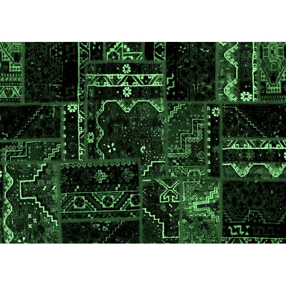 Ahgly Company Indoor Rectangle Patchwork Emerald Green Transitional Area Rugs, 3' x 5'