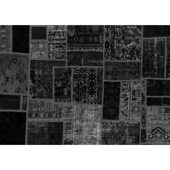 Ahgly Company Indoor Rectangle Patchwork Gray Transitional Area Rugs, 2' x 5'