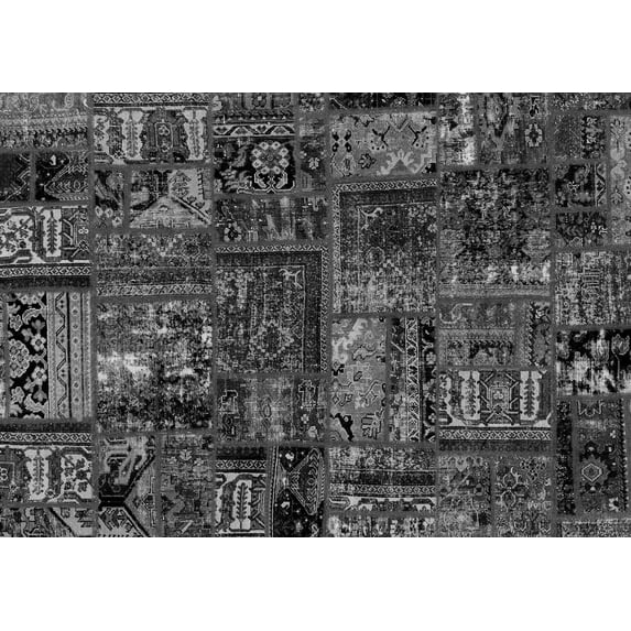 Ahgly Company Indoor Rectangle Patchwork Gray Transitional Area Rugs, 3' x 5'
