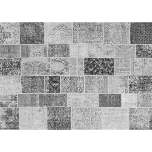 Ahgly Company Indoor Rectangle Patchwork Gray Transitional Area Rugs, 5' x 8'