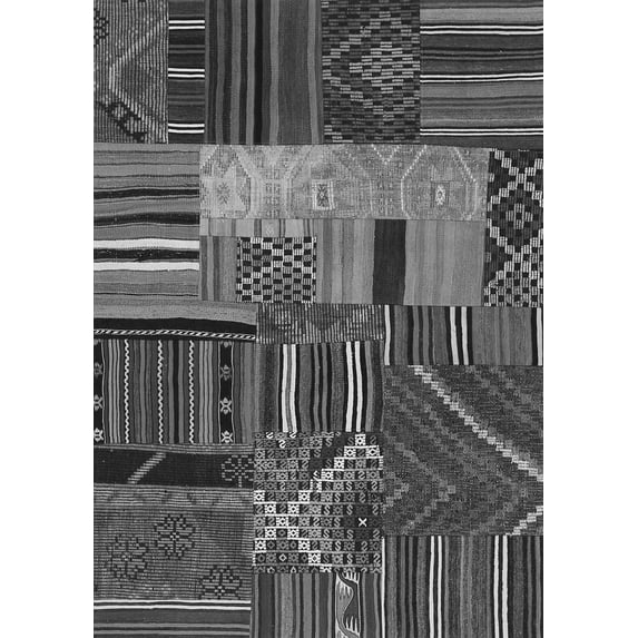 Ahgly Company Indoor Rectangle Patchwork Gray Transitional Area Rugs, 7' x 9'