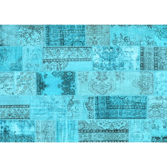 Ahgly Company Indoor Rectangle Patchwork Light Blue Transitional Area Rugs, 2' x 3'