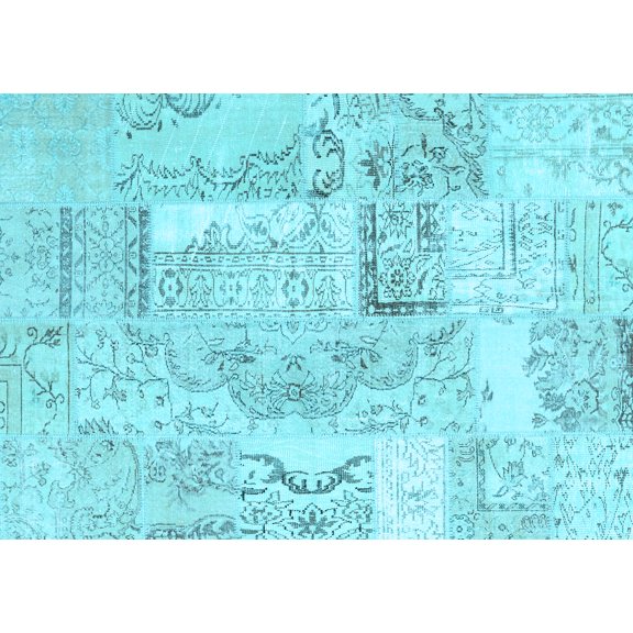 Ahgly Company Indoor Rectangle Patchwork Light Blue Transitional Area Rugs, 2' x 3'