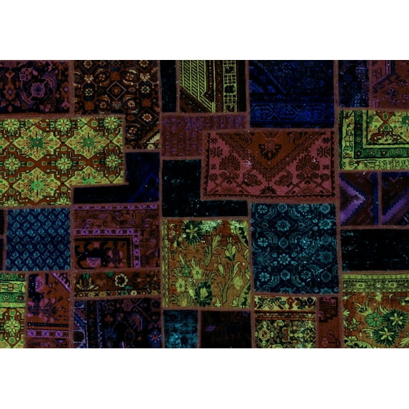 Ahgly Company Indoor Rectangle Patchwork Light Blue Transitional Area Rugs, 5' x 7'