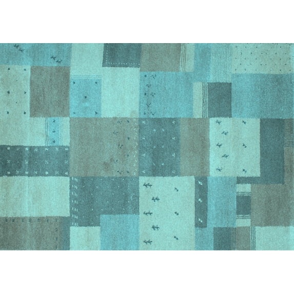 Ahgly Company Indoor Rectangle Patchwork Light Blue Transitional Area Rugs, 7' x 9'
