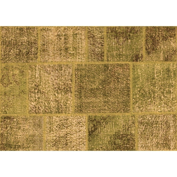 Ahgly Company Indoor Rectangle Patchwork Orange Transitional Area Rugs, 2' x 5'