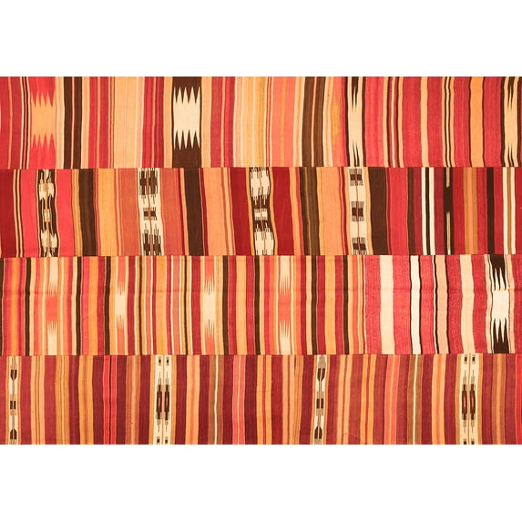 Ahgly Company Indoor Rectangle Patchwork Orange Transitional Area Rugs, 6' x 9'