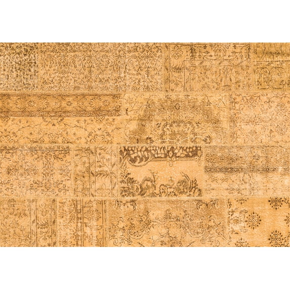 Ahgly Company Indoor Rectangle Patchwork Orange Transitional Area Rugs, 7' x 9'