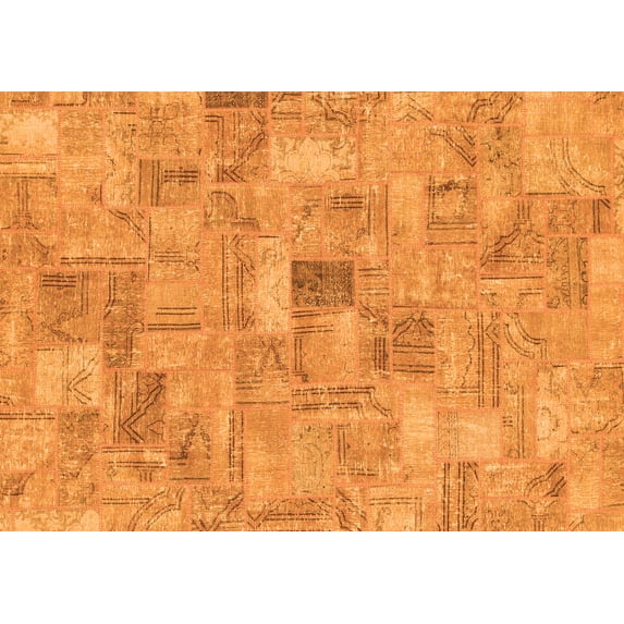 Ahgly Company Indoor Rectangle Patchwork Orange Transitional Area Rugs, 7' x 9'