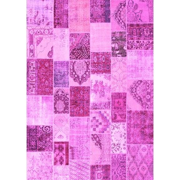 Ahgly Company Indoor Rectangle Patchwork Pink Transitional Area Rugs, 7' x 10'