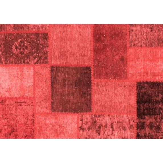 Ahgly Company Indoor Rectangle Patchwork Red Transitional Area Rugs, 2' x 5'