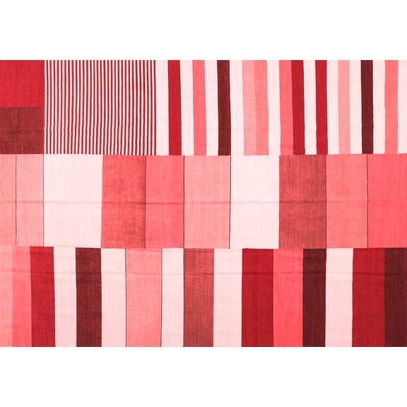 Ahgly Company Indoor Rectangle Patchwork Red Transitional Area Rugs, 5' x 7'