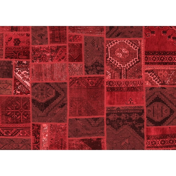 Ahgly Company Indoor Rectangle Patchwork Red Transitional Area Rugs, 5' x 7'