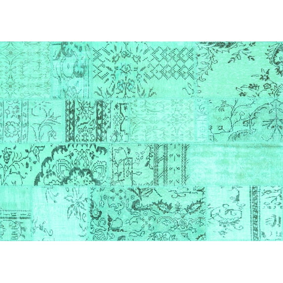 Ahgly Company Indoor Rectangle Patchwork Turquoise Blue Transitional Area Rugs, 8' x 10'