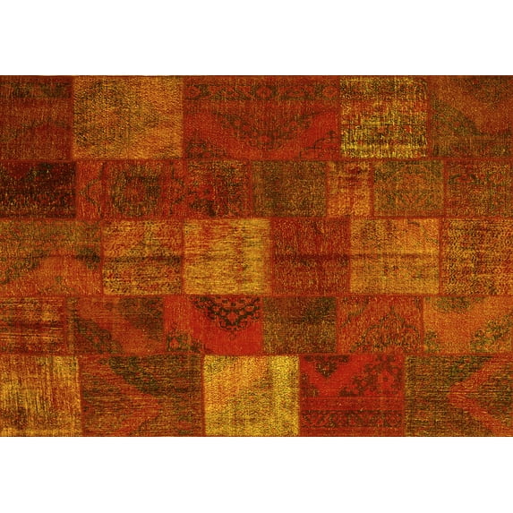 Ahgly Company Indoor Rectangle Patchwork Yellow Transitional Area Rugs, 2' x 4'