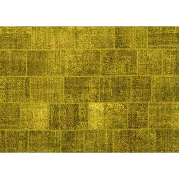 Ahgly Company Indoor Rectangle Patchwork Yellow Transitional Area Rugs, 2' x 5'