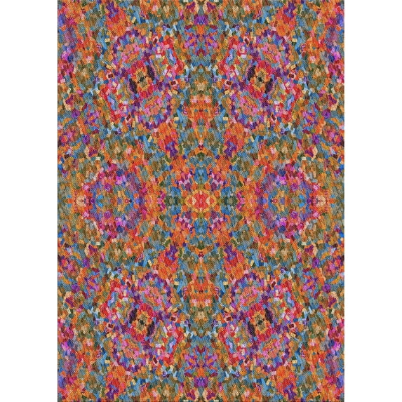 Ahgly Company Indoor Rectangle Patterned Brown Red Area Rugs, 7' x 10'