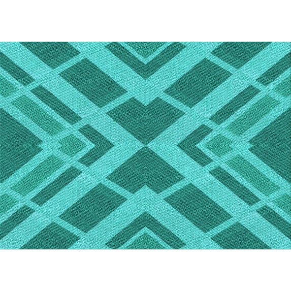 Ahgly Company Indoor Rectangle Patterned Dark Cyan Green Area Rugs, 6' x 9'