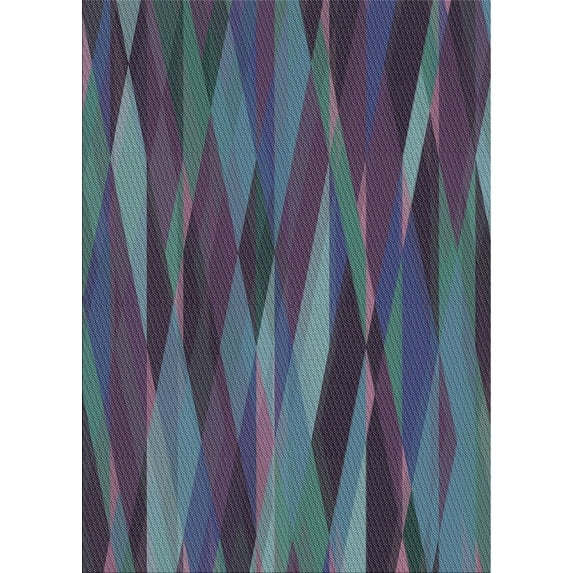 Ahgly Company Indoor Rectangle Patterned Dark Slate Blue Area Rugs, 5' x 8'