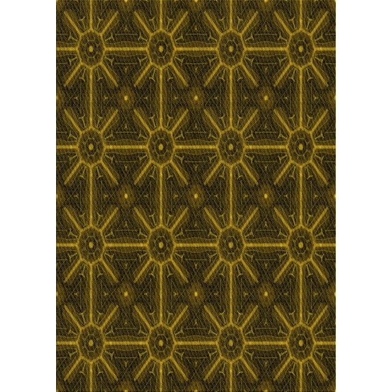 Ahgly Company Indoor Rectangle Patterned Dark Yellow Green Area Rugs, 8' x 10'