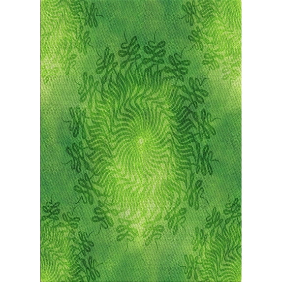 Ahgly Company Indoor Rectangle Patterned Green Novelty Area Rugs, 6' x 9'