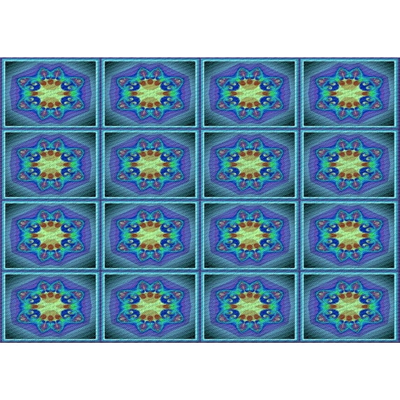 Ahgly Company Indoor Rectangle Patterned Sapphire Blue Area Rugs, 3' x 5'