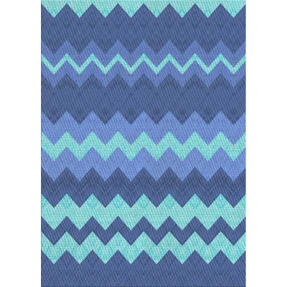 Ahgly Company Indoor Rectangle Patterned Sapphire Blue Area Rugs, 4' x 6'