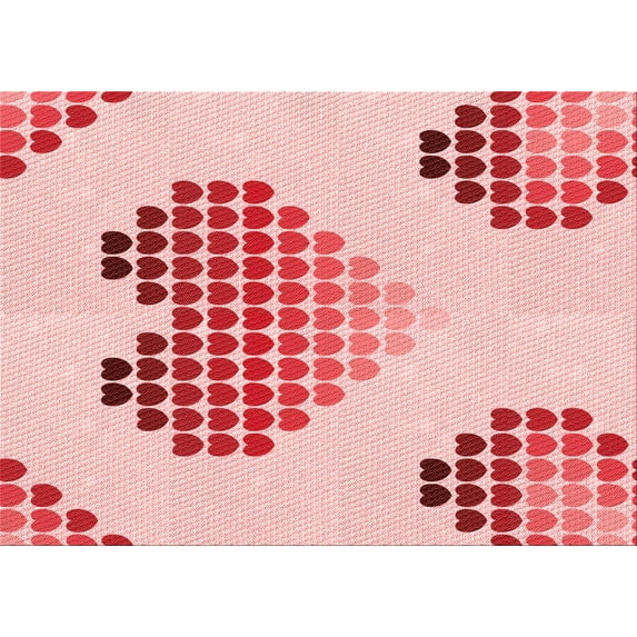 Ahgly Company Indoor Rectangle Patterned Valentine Red Area Rugs, 7' x 10'
