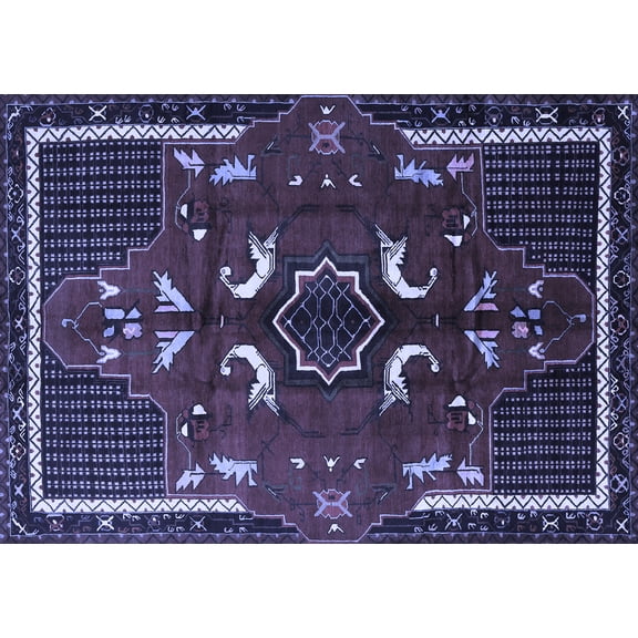 Ahgly Company Indoor Rectangle Persian Blue Traditional Area Rugs, 5' x 7'