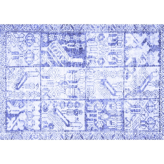 Ahgly Company Indoor Rectangle Persian Blue Traditional Area Rugs, 5' x 7'